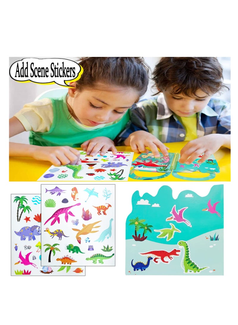 SYOSI Magical Scratch Art Book for Kids - Animals, Craft Kits & Supplies, Travel Toys No - Mess Coloring Activity Book Girls Boys Paint with Water Drawing Sticker Book - Image 4