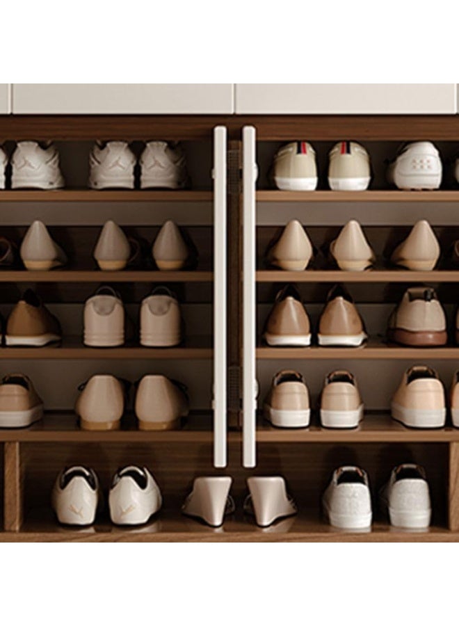 إيونتو خزانة أحذية عصرية بطول ١٢٠ سم، بثلاثة أدراج وثلاثة أبواب - لون أبيض وخشبي، تصميم أخدود بدون مقابض، أرجل خشبية وحجرات تخزين مفتوحة - Image 2