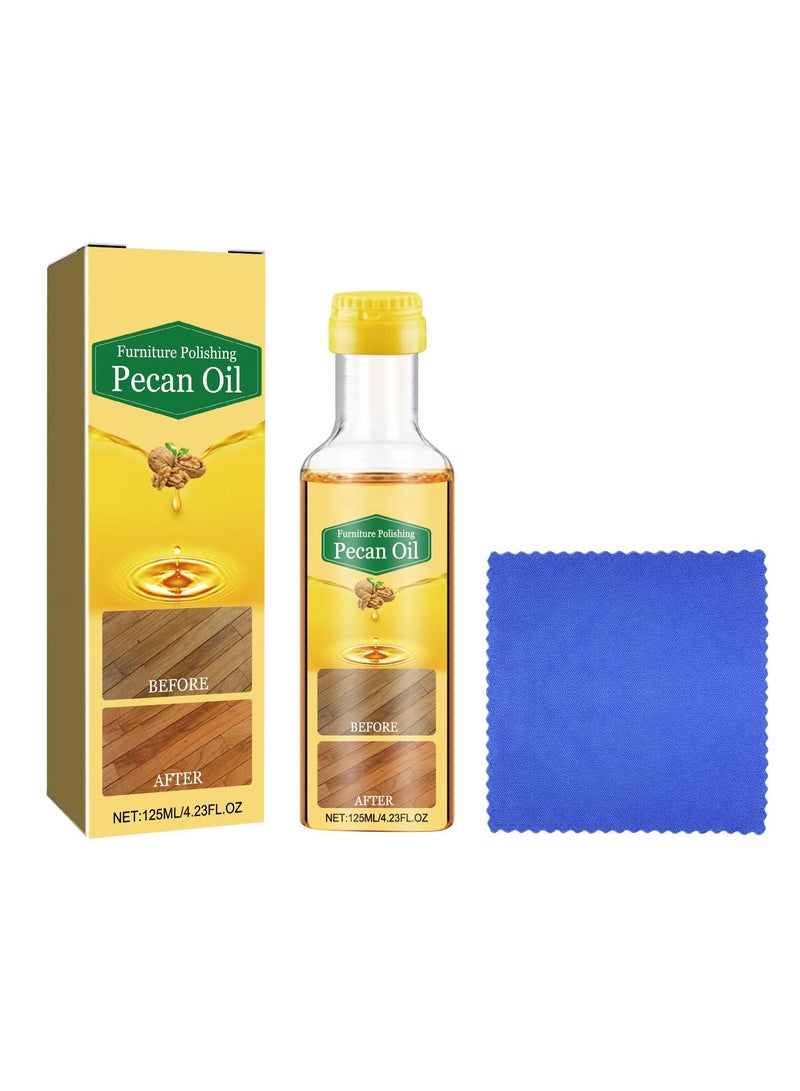 SYOSI مستخلصات طبيعية لتلميع الأثاث، زيت جوز البيكان لتلميع الخشب لزيادة جمال الأثاث، لامع وحماية منظف الخشب لأسطح متعددة، لطاولات وكراسي وخزائن، إزالة بصمات الأصابع، 125مل - Image 1