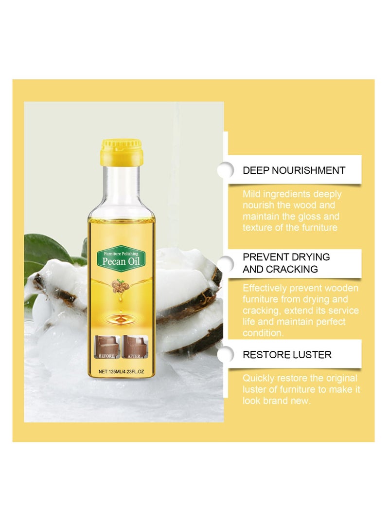 SYOSI مستخلصات طبيعية لتلميع الأثاث، زيت جوز البيكان لتلميع الخشب لزيادة جمال الأثاث، لامع وحماية منظف الخشب لأسطح متعددة، لطاولات وكراسي وخزائن، إزالة بصمات الأصابع، 125مل - Image 4