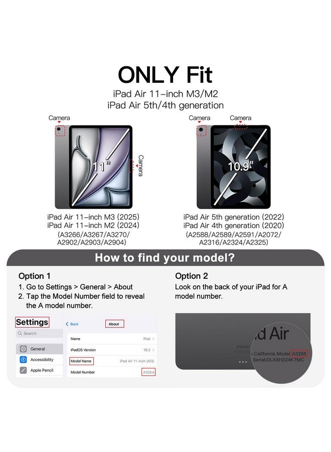 JETech Case for iPad Air 11-Inch M3/M2 (2025/2024), iPad Air 5/4 (2022/2020 5th/4th) with Pencil Holder, Clear Transparent Back Slim Stand Shockproof Tablet Cover, Auto Wake/Sleep (Black) - Image 1