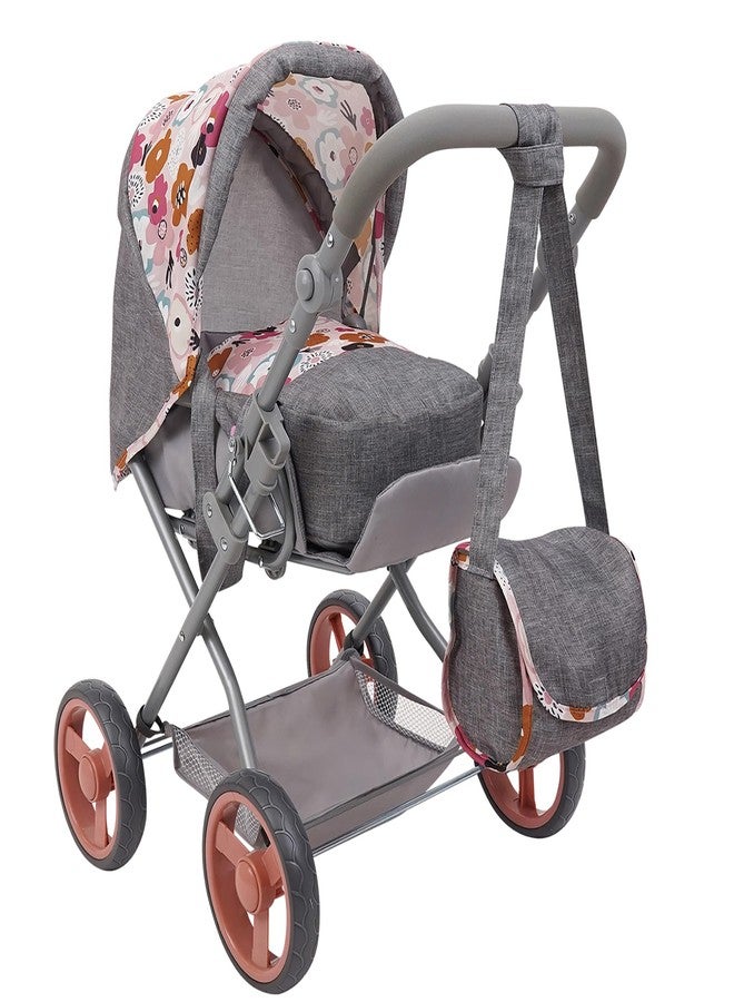 509 Crew: Melange Flora - Kelly Deluxe Doll Pram - Matching Bag, Removable Carrycot, Large Canopy, Shopping Basket, Doll Accessory, Kids Toy, Ages 3+ - Image 1