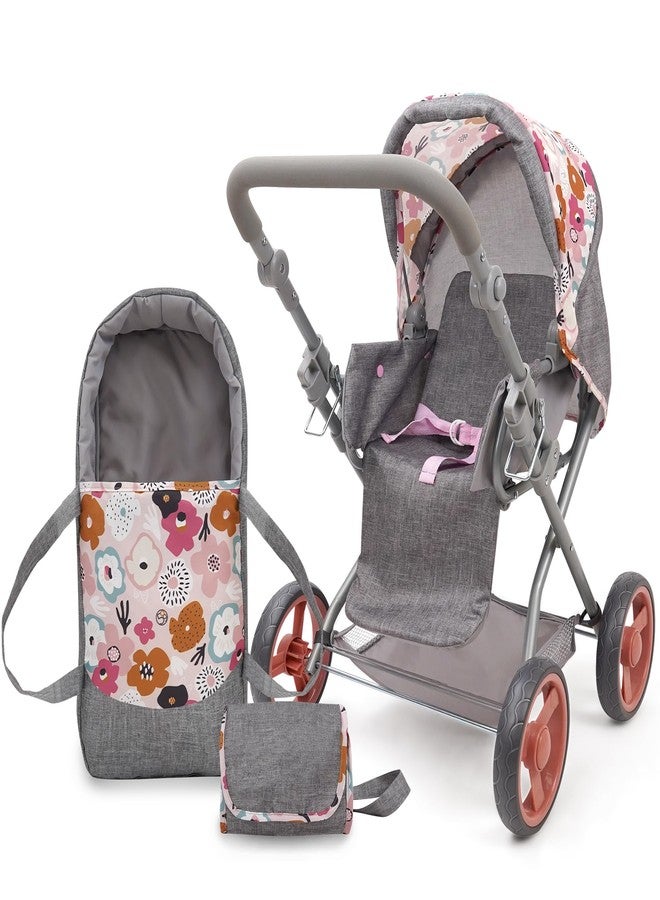 509 Crew: Melange Flora - Kelly Deluxe Doll Pram - Matching Bag, Removable Carrycot, Large Canopy, Shopping Basket, Doll Accessory, Kids Toy, Ages 3+ - Image 2