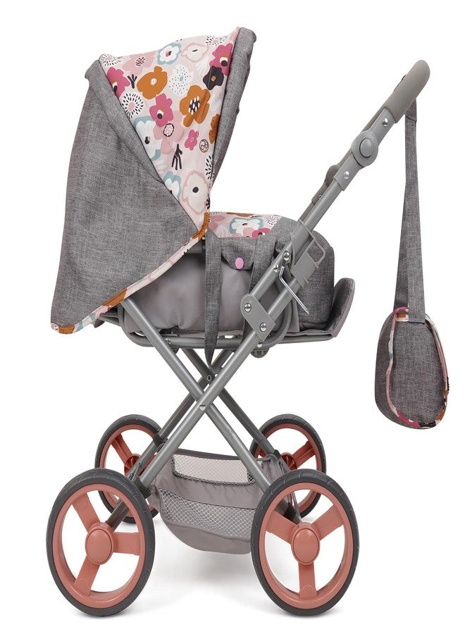 509 Crew: Melange Flora - Kelly Deluxe Doll Pram - Matching Bag, Removable Carrycot, Large Canopy, Shopping Basket, Doll Accessory, Kids Toy, Ages 3+ - Image 4