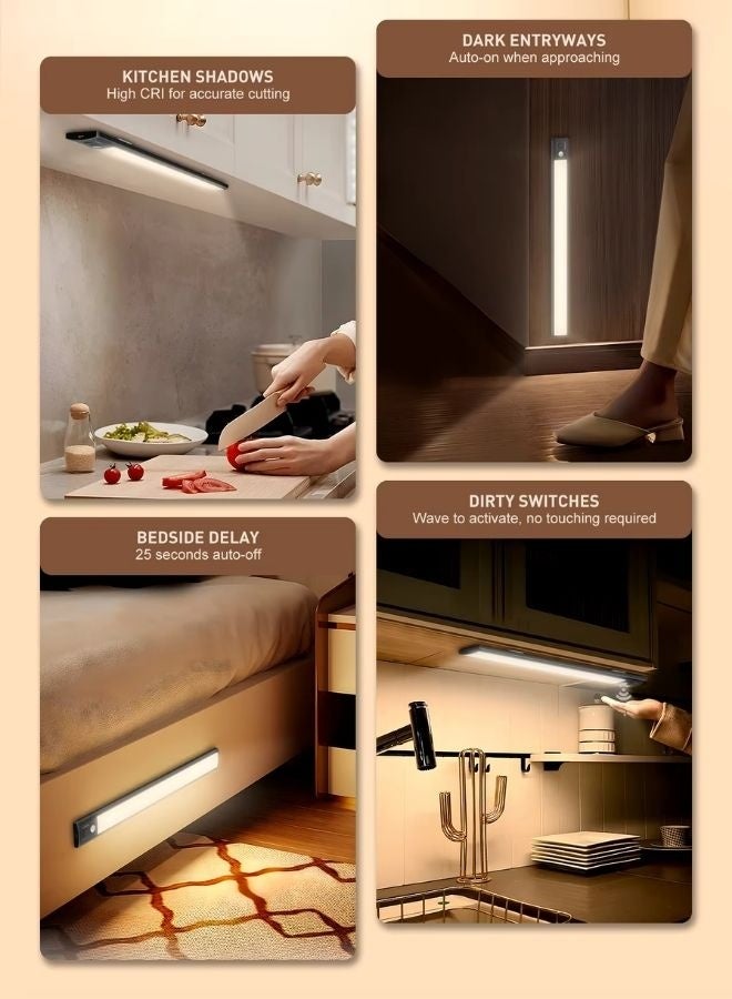 LDNIO ضوء LED قابل لإعادة الشحن مع مستشعر حركة بتصميم فائق النحافة وعالي الجودة للخزائن، والدواليب والسلالم، سهل التركيب المغناطيسي، موفر للطاقة، قابل لإعادة الشحن عبر USB، لاسلكي، آمن للأطفال والحيوانات الأليفة - Image 3