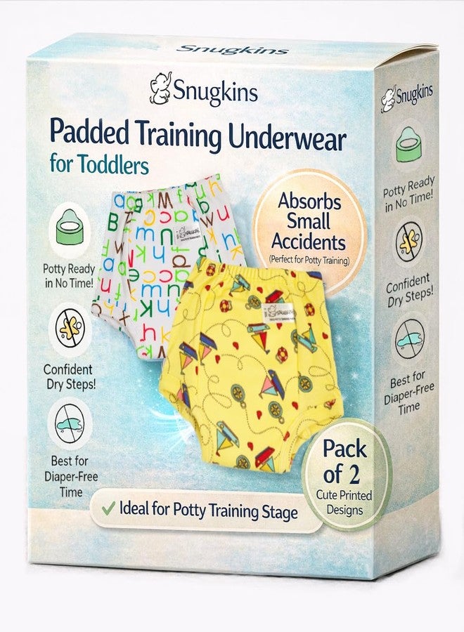 Snugkins Padded Underwear for Big Kids 6-7 years with 4 Layers of Cotton Padding Potty Training Pull Up Pant & Diaper-Free Time Pack-2 - Image 1