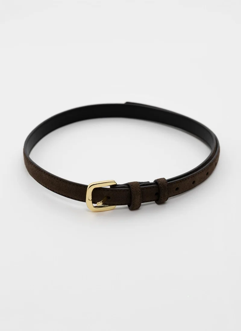 ليتشي حزام رفيع من جلد الغزال