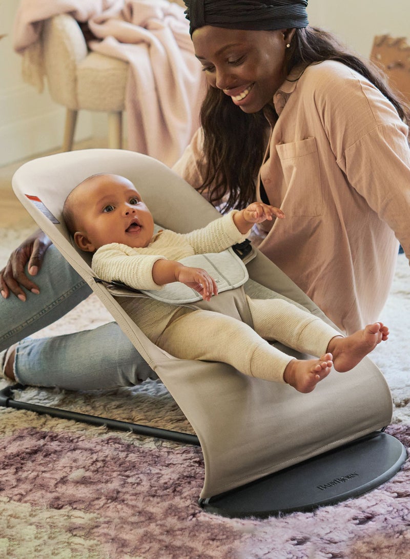 BABYBJORN Baby Bouncer Balance Soft Cotton Jersey Beige And Grey  - Image 3