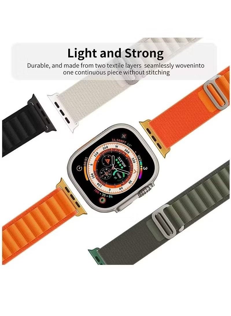 Zaboon - Band for Apple Watch Band Ultra Strap 42mm 44mm 45mm Alpine Loop Nylon Replacement Bands with Adjustable Sport Titanium G-hook Braided Straps for iWatch Ultra Series 8 7 SE 6 5 4 3 2 1 - orange - Image 1