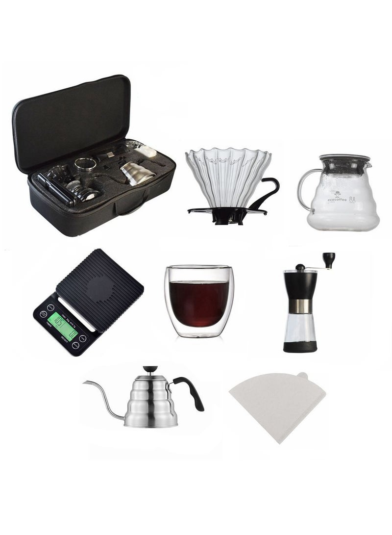 Arabest Portable V60 Travel Pour-over Drip Coffee Maker Set With Travel Case, Dripping Home Coffee Storage Gift Box(Black) - Image 1