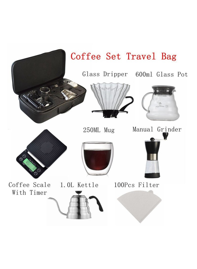 Arabest Portable V60 Travel Pour-over Drip Coffee Maker Set With Travel Case, Dripping Home Coffee Storage Gift Box(Black) - Image 2