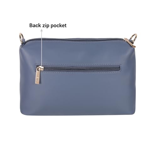 Metro Women Blue Faux Leather Premium Zipper Casual Sling Bag For Women (66-177) - Image 4