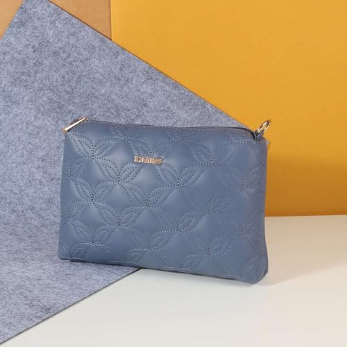 Metro Women Blue Faux Leather Premium Zipper Casual Sling Bag For Women (66-177) - Image 2