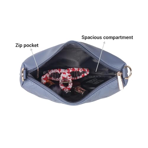 Metro Women Blue Faux Leather Premium Zipper Casual Sling Bag For Women (66-177) - Image 5