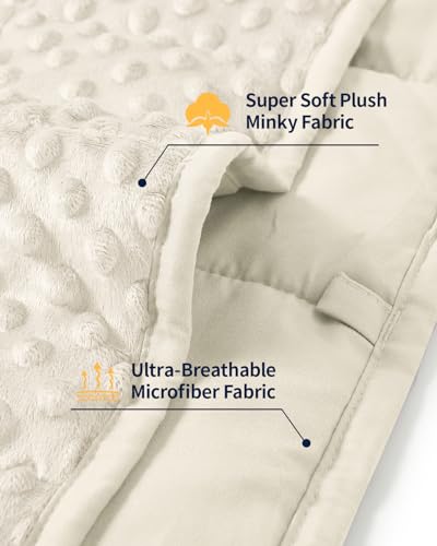 Mr. Sandman Weighted Blanket for Adults Queen Size 15 lbs, Soft Cooling Heavy Minky Blanket for Sleep, Washable Throw Blanket with Glass Beads, 60 x 80 Inches, Ivory - Image 4