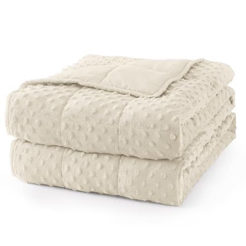 Mr. Sandman Weighted Blanket for Adults Queen Size 15 lbs, Soft Cooling Heavy Minky Blanket for Sleep, Washable Throw Blanket with Glass Beads, 60 x 80 Inches, Ivory - Image 1