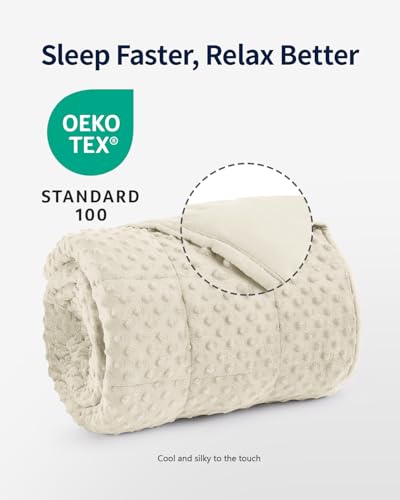 Mr. Sandman Weighted Blanket for Adults Queen Size 15 lbs, Soft Cooling Heavy Minky Blanket for Sleep, Washable Throw Blanket with Glass Beads, 60 x 80 Inches, Ivory - Image 3