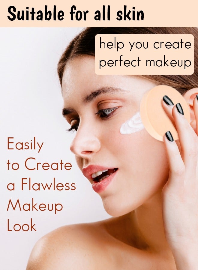 Kanza مجموعة إسفنجات مكياج مكونة من 6 قطع، اسفنجة مكياج دائرية الشكل، اسفنجة مكياج للوجه، مجموعة اسفنج مخملي لوضع البودرة السائبة، بودرة معدنية، مجموعة أدوات مكياج الأساس (بيج وأبيض) - Image 5