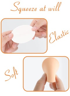 Kanza 6 Pcs Makeup Sponge Set Round Shaped Beauty Blender Cosmetic Makeup Puff for Face Velour Puff Set for Loose Powder Mineral Powder Applicator Foundation Makeup Tool Set (Beige & White)  - Image 4
