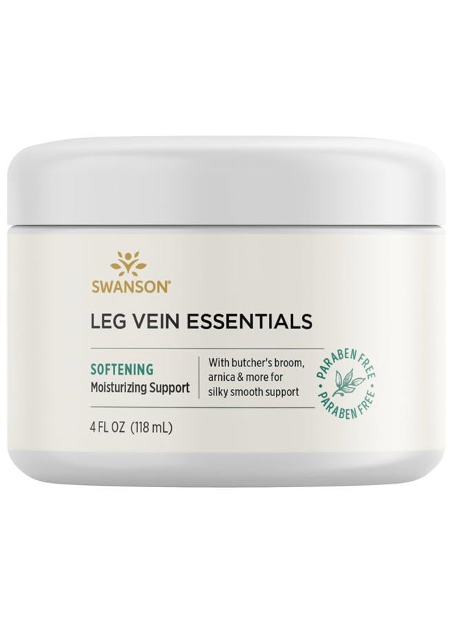 SWANSON Leg Vein Essentials Cream - 4 fl Ounce (118 ml) - Supportive Cream for Healthy Leg Veins and Circulation - Image 1
