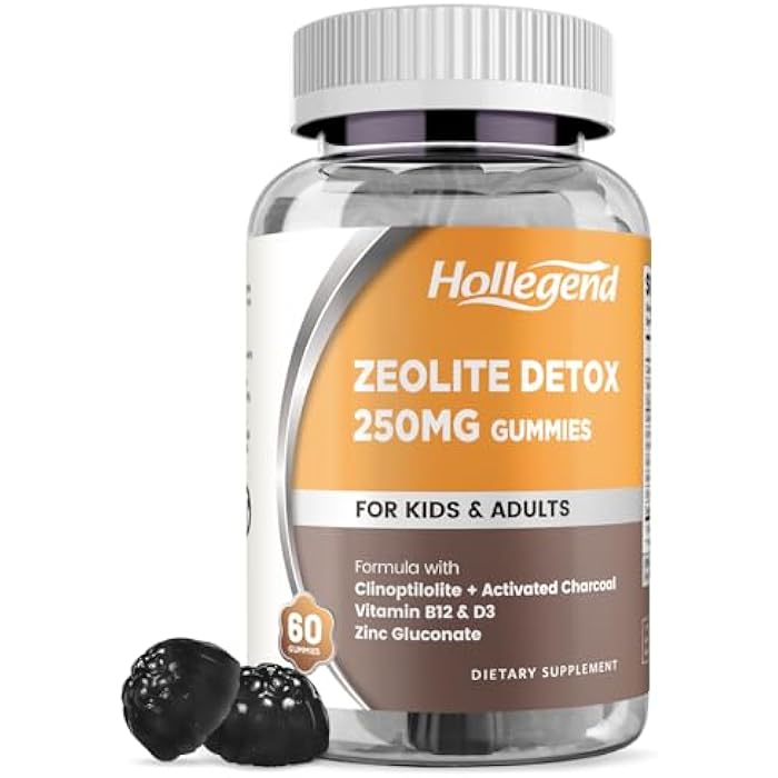Hollegend Zeolite Detox for Kids Gummies with Activated Charcoal, Clinoptilolite Zeolite with Vitamin B12 & D3 for Kids & Adults, Chewable Zeolite Supplement for Gut & Immune Support, Blueberry Flavor, 60 Ct - Image 1