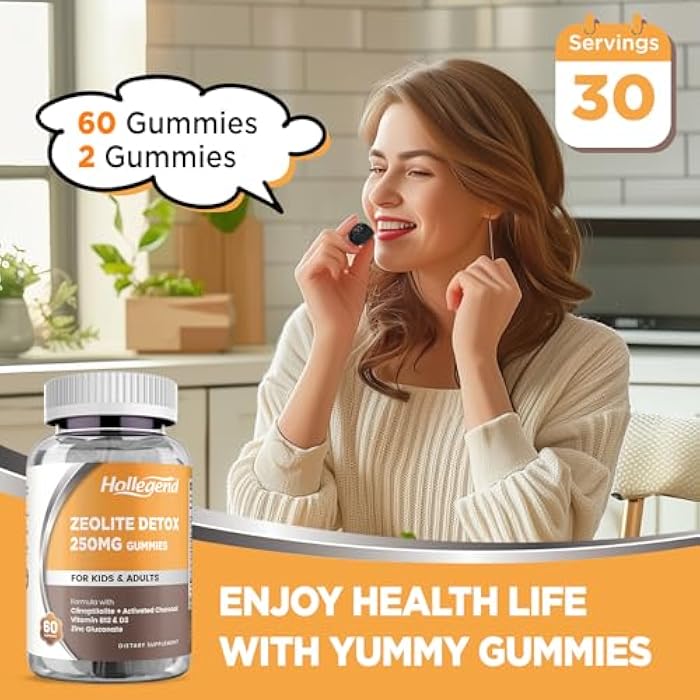 Hollegend Zeolite Detox for Kids Gummies with Activated Charcoal, Clinoptilolite Zeolite with Vitamin B12 & D3 for Kids & Adults, Chewable Zeolite Supplement for Gut & Immune Support, Blueberry Flavor, 60 Ct - Image 5