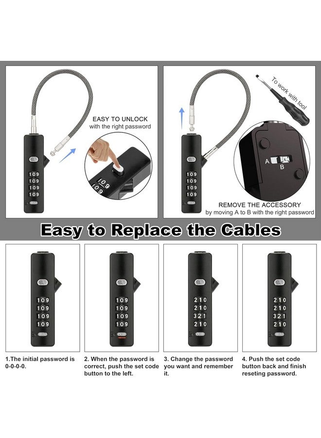 دوكوس DOCOSS-3 في 1 كابلات متعددة الأغراض، قفل خوذة فولاذي للدراجة/قفل دراجة مع كابلات بثلاثة أطوال لقفل الخوذة، قفل الحقيبة، قفل الباب، قفل الأمتعة، قفل البوابة، قفل الدراجة والمزيد - Image 5