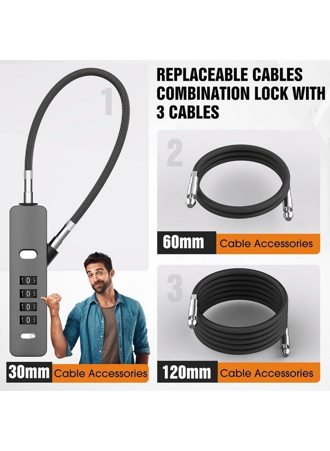 دوكوس DOCOSS-3 في 1 كابلات متعددة الأغراض، قفل خوذة فولاذي للدراجة/قفل دراجة مع كابلات بثلاثة أطوال لقفل الخوذة، قفل الحقيبة، قفل الباب، قفل الأمتعة، قفل البوابة، قفل الدراجة والمزيد - Image 2