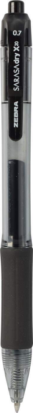 Zebra Pen Sarasa Dry X20 Retractable Gel Pens, 0.7mm Medium Point, Black Ink with Rapid Dry Ink Technology, Ideal for Office Supplies and School Supplies, 12-Pack (46810) - Image 2