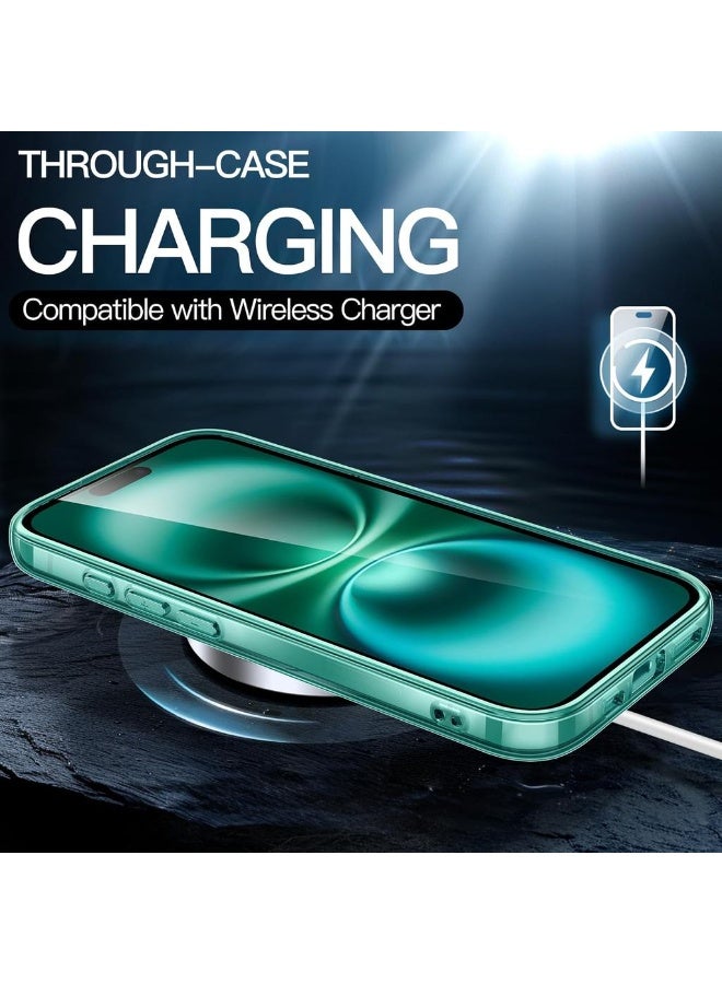 Case For IPhone 16 Plus 6.7-Inch Non-Yellowing Shockproof Phone Bumper Cover Anti-Scratch Clear Back (Teal) - Image 5