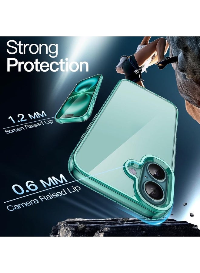 Case For IPhone 16 Plus 6.7-Inch Non-Yellowing Shockproof Phone Bumper Cover Anti-Scratch Clear Back (Teal) - Image 4