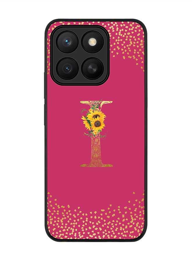 Stylizedd For Honor X8c Case,Slim fit Camera Protection, Shockproof Thin Phone cover  - Custom Floral Monogram - I ( Deep Pink )