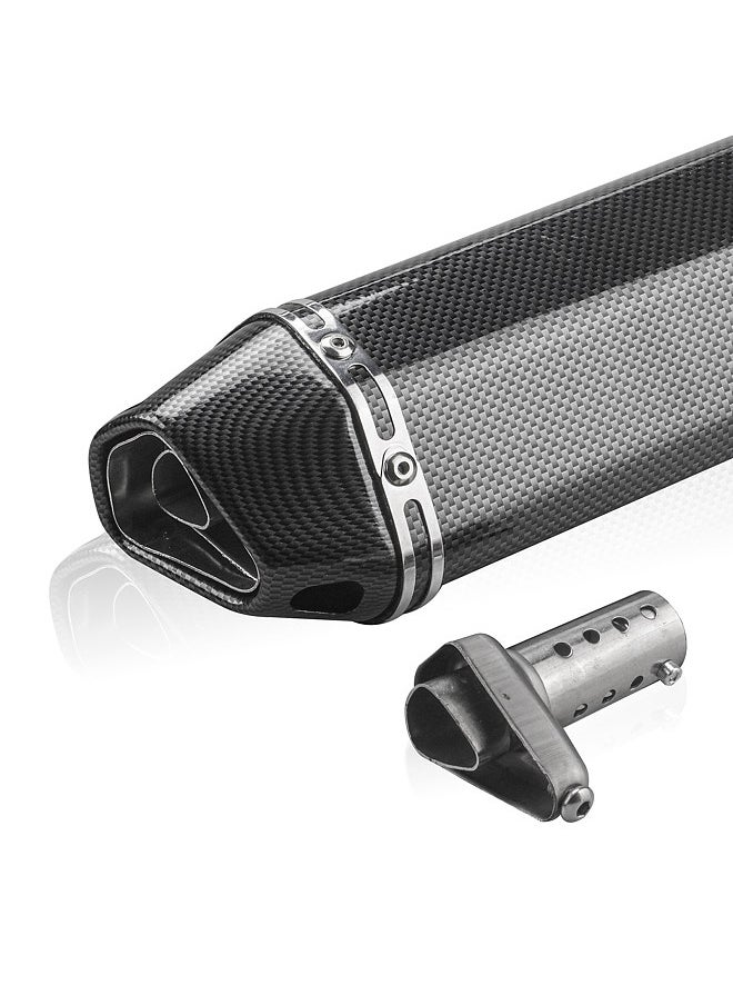 Generic - 1.5-2in Inlet Motorcycle Exhaust Muffler Pipes Slip on Silencer Carbon Fiber Style Tail Tube High Temperature Resistant for Motorcycle ATV Dirt Bike - Image 1