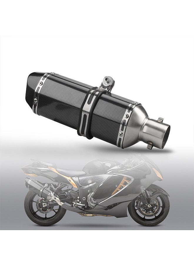 Generic - 1.5-2in Inlet Motorcycle Exhaust Muffler Pipes Slip on Silencer Carbon Fiber Style Tail Tube High Temperature Resistant for Motorcycle ATV Dirt Bike - Image 1