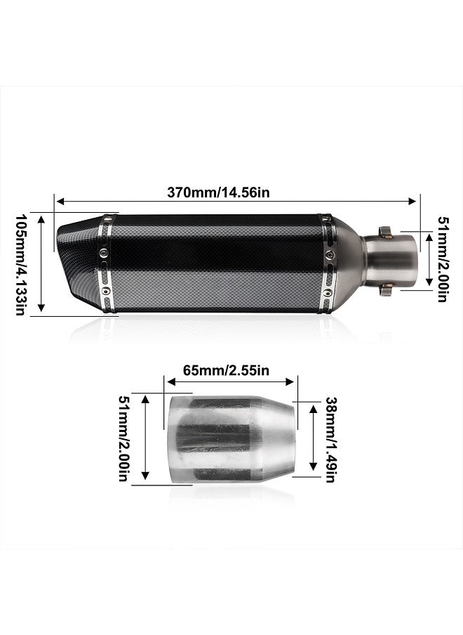 Generic - 1.5-2in Inlet Motorcycle Exhaust Muffler Pipes Slip on Silencer Carbon Fiber Style Tail Tube High Temperature Resistant for Motorcycle ATV Dirt Bike - Image 1
