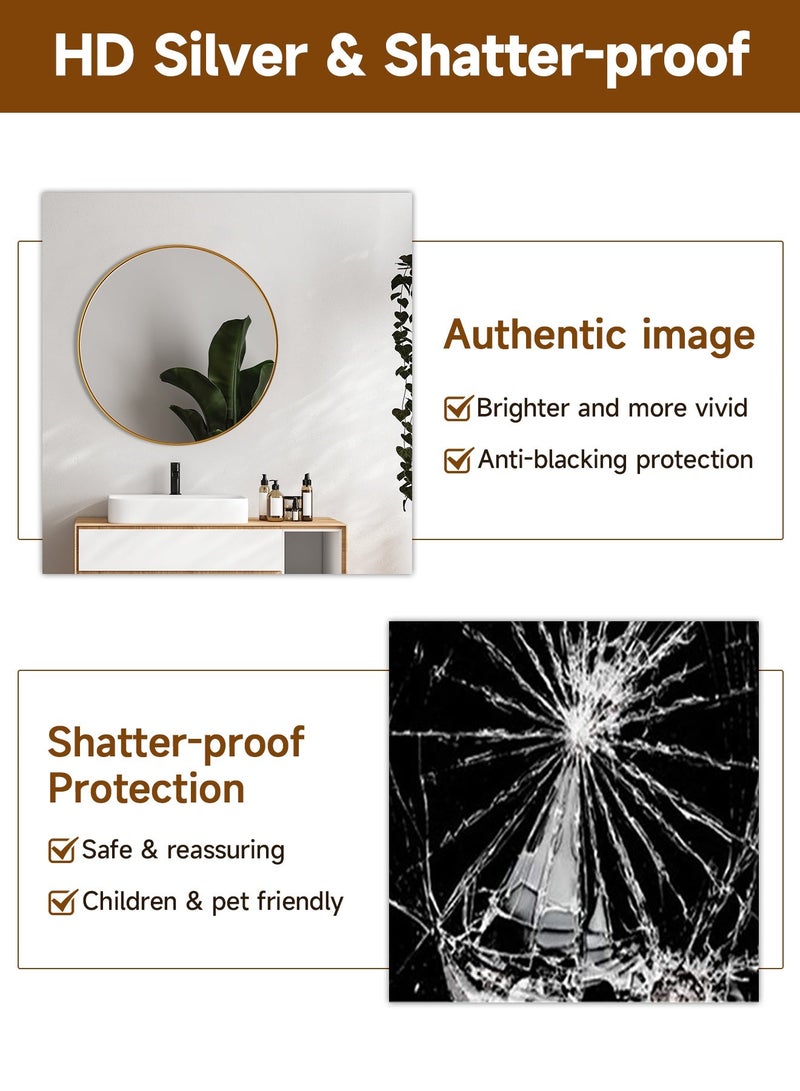 أركايوبتيركس مرآة حائط دائرية مقاس 80 سم - مرآة دائرية كبيرة معلقة للحمام وغرفة النوم ومنضدة الزينة، زجاج عالي الدقة عصري، للتثبيت على الحائط فقط (ذهبي) - Image 4