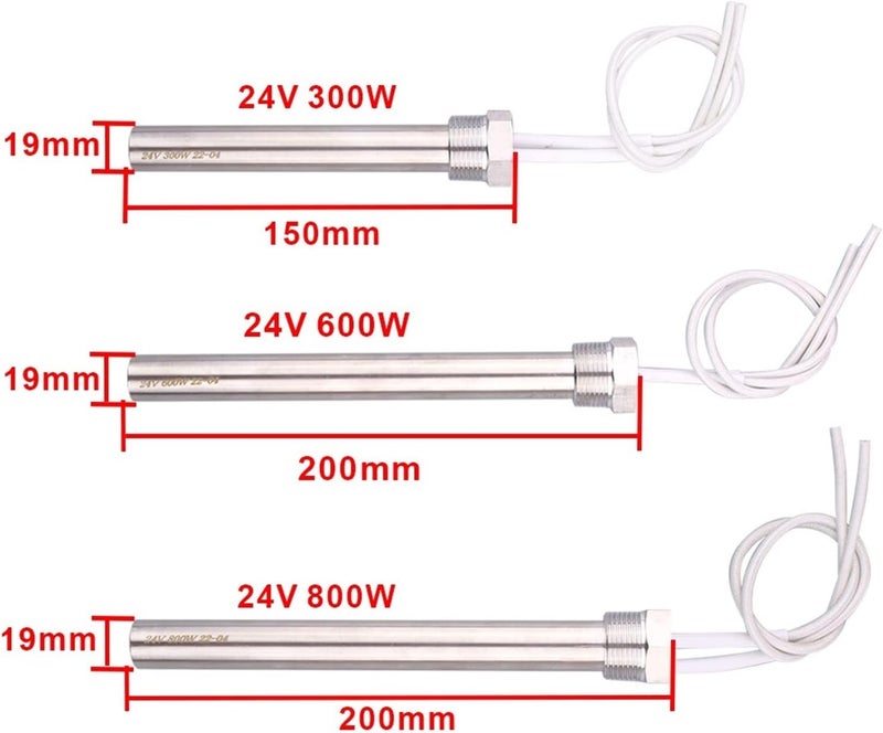 مدفأة قارورية DC VOREAL بجهد 24v أو 36v أو 48v لسخان الماء، عنصر تسخين بخيط 3/4" NPT، قدرة 300w/500w/600w/800w، للاستخدام في الأنشطة الترفيهية (اللون: 500w، الطول: 200مم، الجهد: 48V) - Image 3