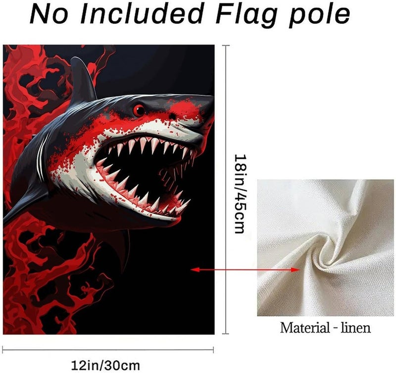 Red-black Shark Garden Flag Double Print Yard Flag 12×18 Inch Lawn Flag Outdoor Decor Flag House Garden Banner Holiday Yard Banner Home Entryway Flag For Outdoor Yard All Four Seasons - Image 3