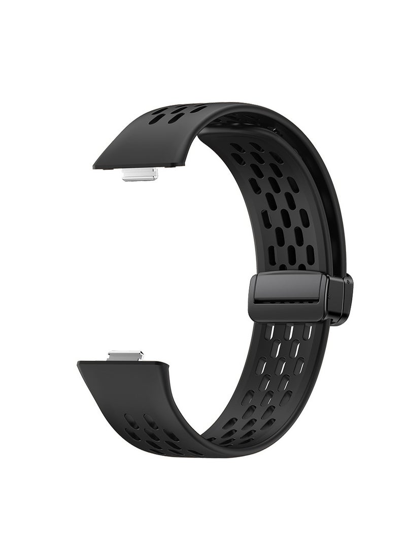 Silicone Magnetic Strap Replacement for Huawei Watch Fit 4 Pro/Fit 4/Fit 3,Breathable Mesh Soft Silicone Band with Magnetic Buckle Compatible with Huawei Fit 4 Pro/4/3,Black - Image 2