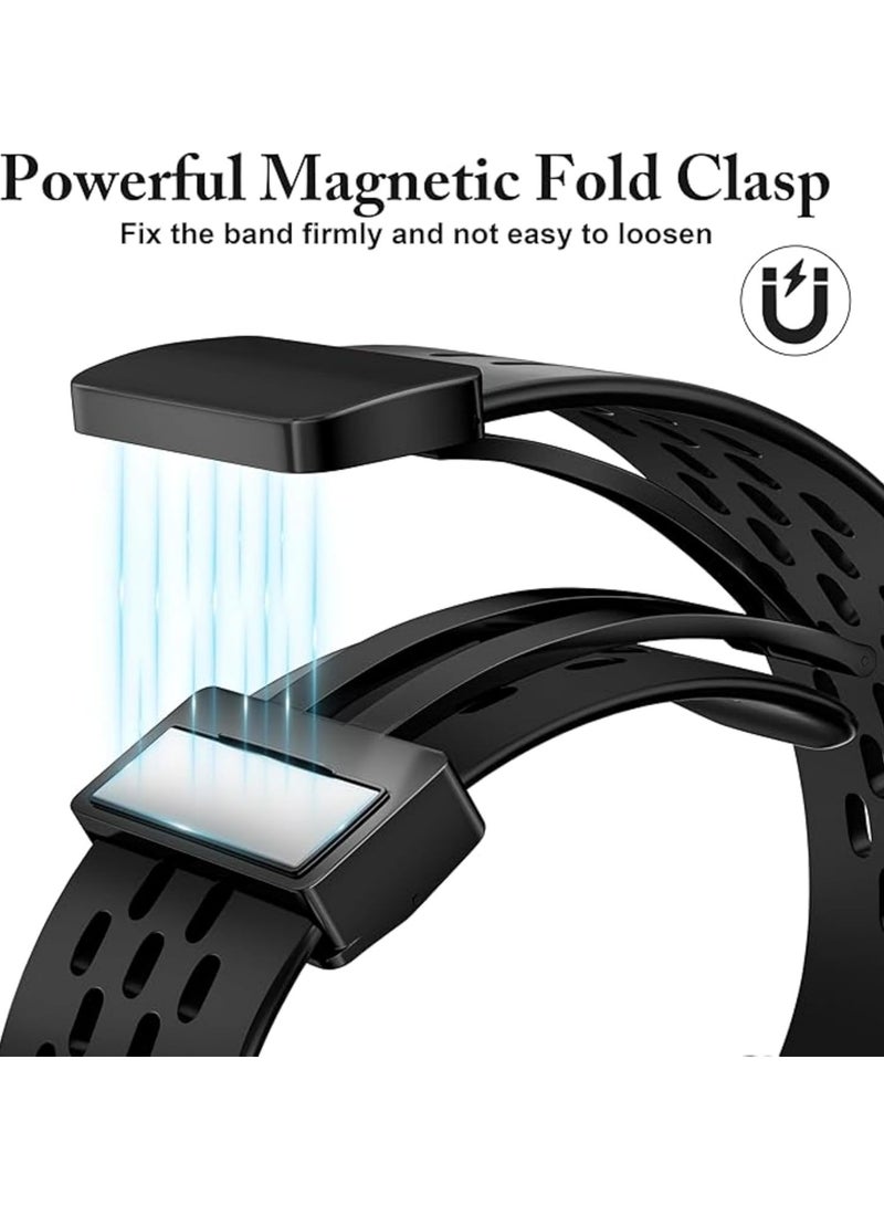 Silicone Magnetic Strap Replacement for Huawei Watch Fit 4 Pro/Fit 4/Fit 3,Breathable Mesh Soft Silicone Band with Magnetic Buckle Compatible with Huawei Fit 4 Pro/4/3,Black - Image 4