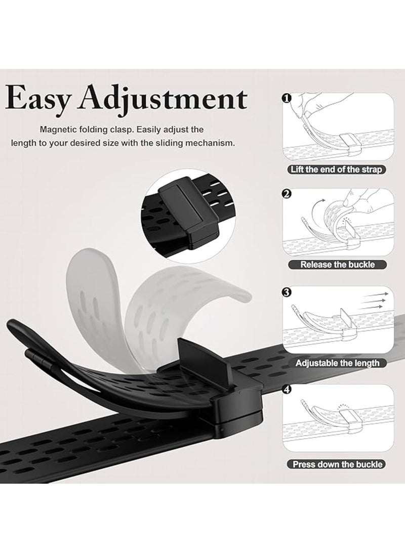 Silicone Magnetic Strap Replacement for Huawei Watch Fit 4 Pro/Fit 4/Fit 3,Breathable Mesh Soft Silicone Band with Magnetic Buckle Compatible with Huawei Fit 4 Pro/4/3,Black - Image 5