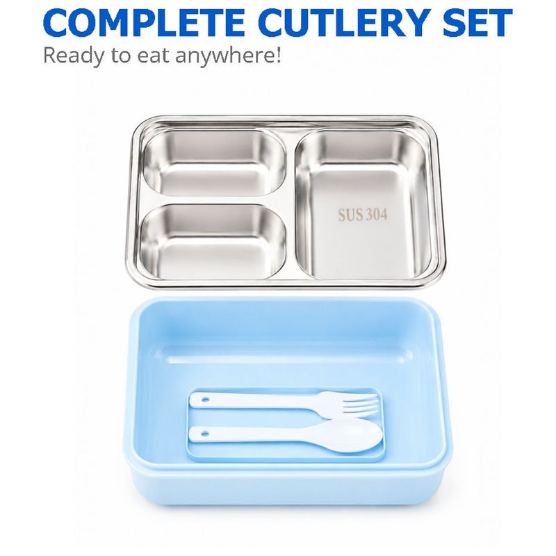 Bonbon - 3-Compartment Stainless Steel Kids Lunch Box - Football - Image 5