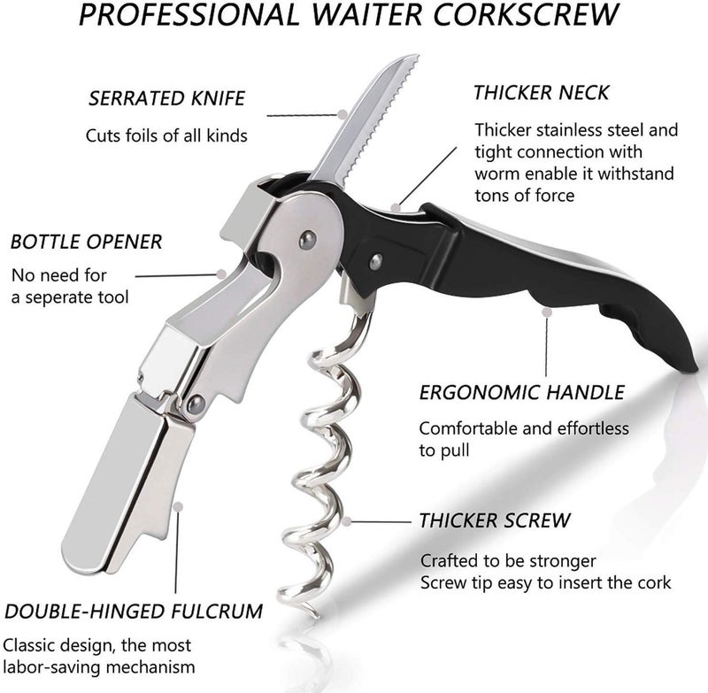 Incrizma Professional Waiter’s Corkscrew – All-in-one Corkscrew, Bottle Opener and Foil Cutter, The Favored Choice of Sommeliers, Waiters and Bartenders Around The World (1, Black) - Image 5