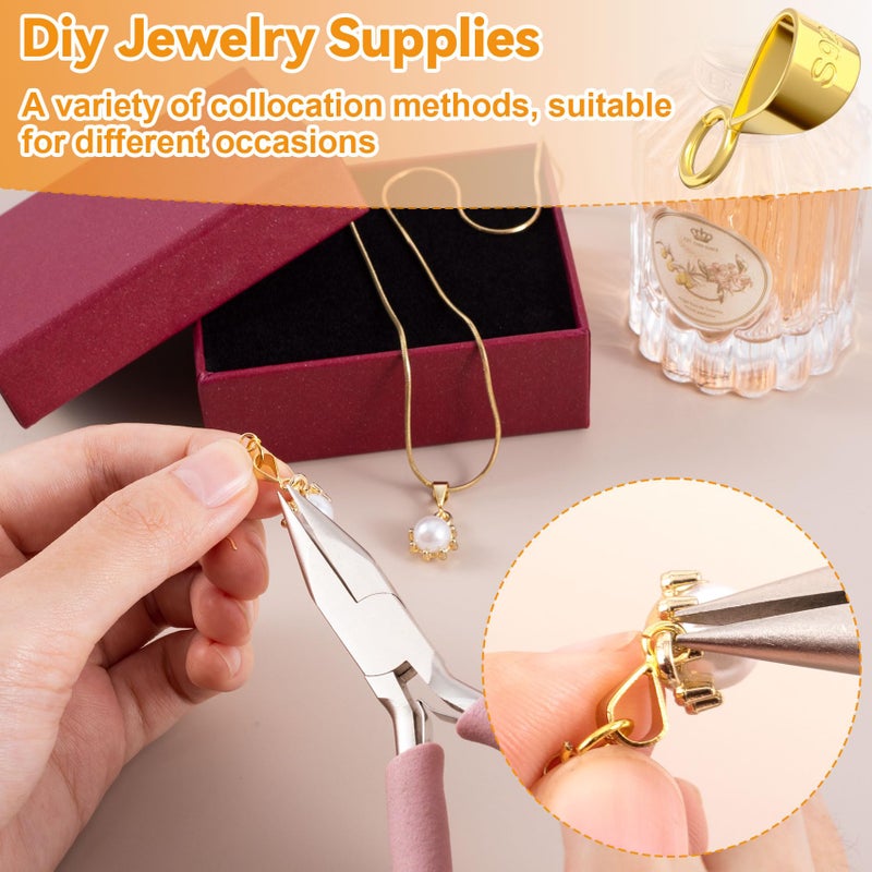 Deozu 1 Pcs 925 Sterling Silver Pendant Clasp for Necklace, Necklace Pendant Clasp, Jewelry Making Supplies, Bails for Jewelry Making, Bracelet (Gold) - Image 4