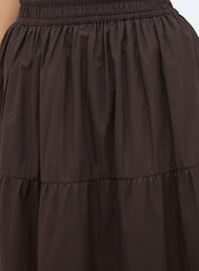 Styli Styli Elasticated Waistband Tiered Maxi Skirt