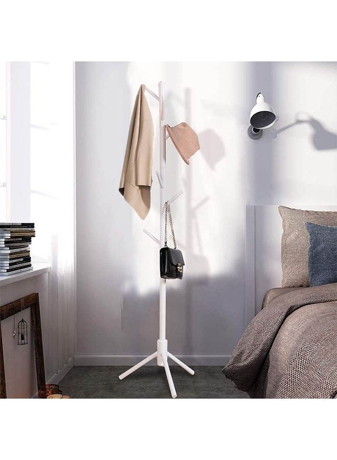 Arabest Free Standing Coat Rack with 8 Hooks, Solid Sturdy Wooden Coat and Hat Rack Organizer with Tree-like Design for Hanging Clothes Jackets, Hats, Scarves, Handbags in Office Home, White - Image 5