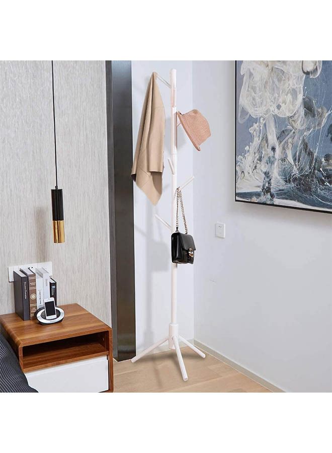Arabest Free Standing Coat Rack with 8 Hooks, Solid Sturdy Wooden Coat and Hat Rack Organizer with Tree-like Design for Hanging Clothes Jackets, Hats, Scarves, Handbags in Office Home, White - Image 4