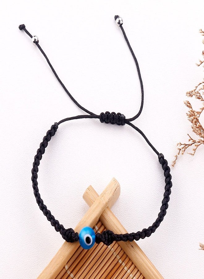 سمر لوف أساور عين الحسد المصنوعة يدويًا من مجوهرات SUMMER LOVE مع بطاقة، أساور خيط أسود وأحمر، تميمة كابالا للحماية وجلب الحظ للنساء والرجال والأولاد والبنات والأصدقاء (خرز أزرق - خيط أسود) - Image 2