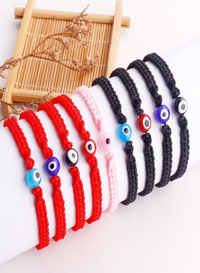 سمر لوف أساور عين الحسد المصنوعة يدويًا من مجوهرات SUMMER LOVE مع بطاقة، أساور خيط أسود وأحمر، تميمة كابالا للحماية وجلب الحظ للنساء والرجال والأولاد والبنات والأصدقاء (خرز أزرق - خيط أسود) - Image 5
