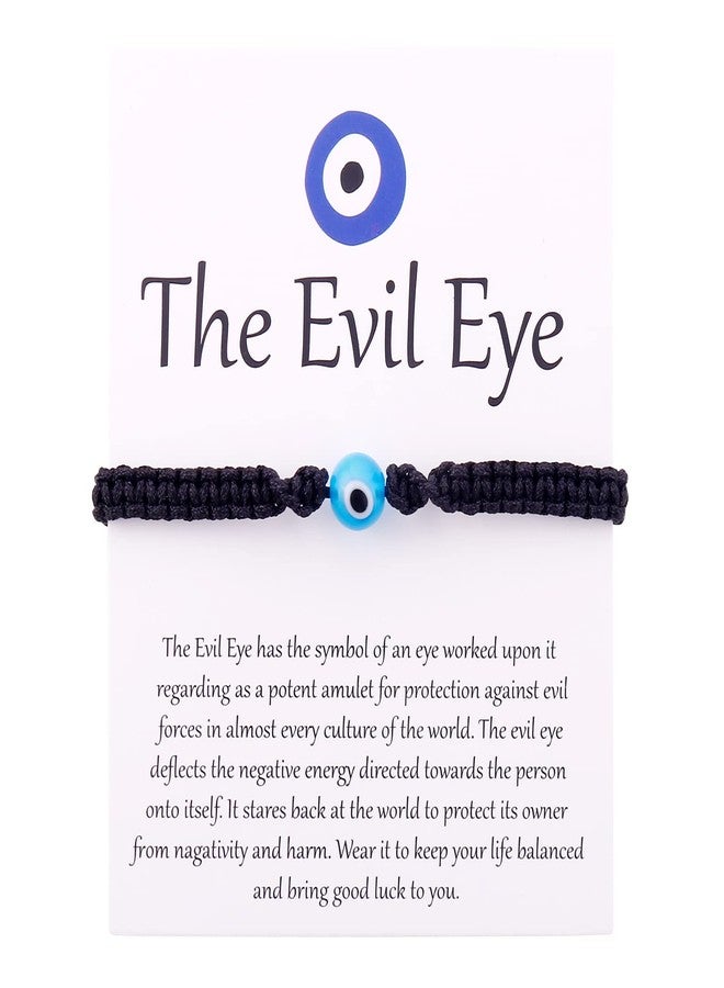 سمر لوف أساور عين الحسد المصنوعة يدويًا من مجوهرات SUMMER LOVE مع بطاقة، أساور خيط أسود وأحمر، تميمة كابالا للحماية وجلب الحظ للنساء والرجال والأولاد والبنات والأصدقاء (خرز أزرق - خيط أسود) - Image 1